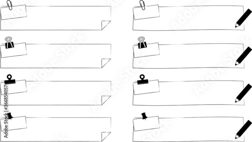 文具フレーム01_01（クリップ・ピンなどで止められたフレームセット）