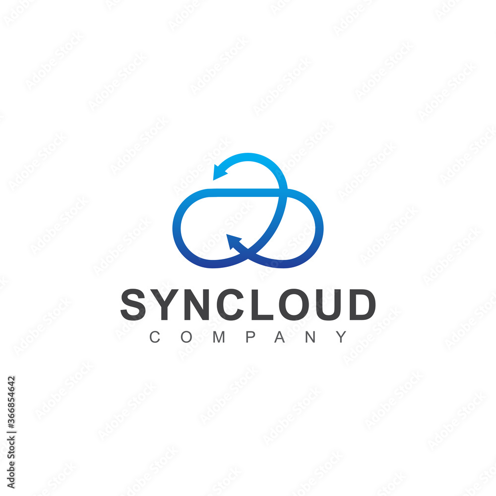 Abstract cloud logo design template with arrow connection shape. Sign of network, data internet or provider concept. Vector illustration can use for web, identity, branding company, corporate Abstract cloud logo design template with arrow connection shape. Sign of network, data internet or provider concept. Vector illustration can use for web, identity, branding company, corporate