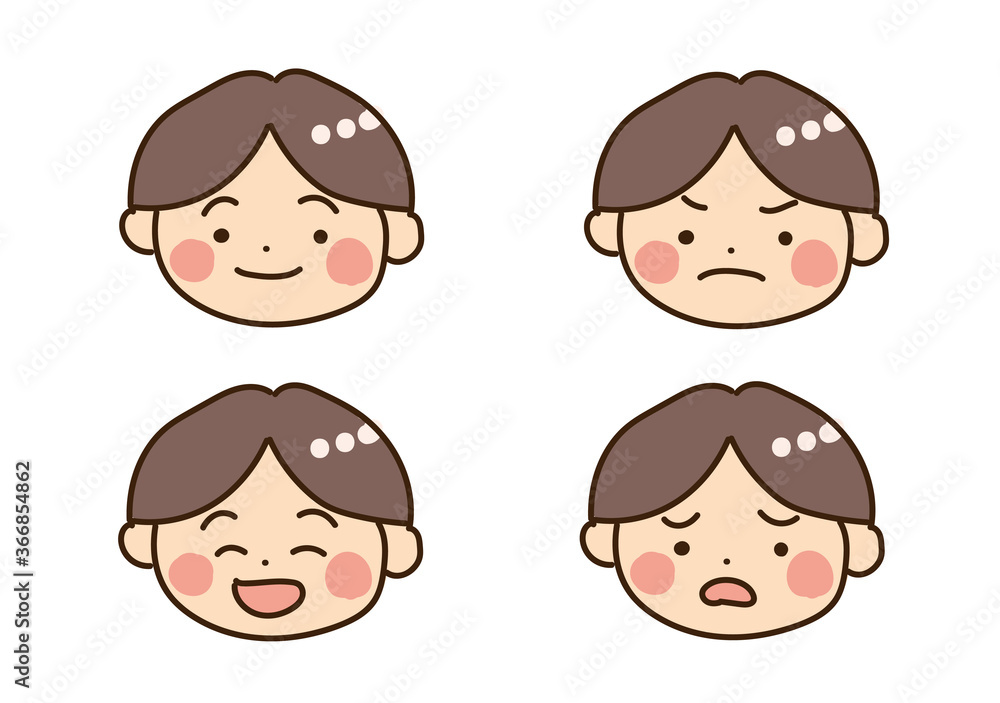 小さい男の子の表情イラストセット2 小さい男の子の表情イラストセット2