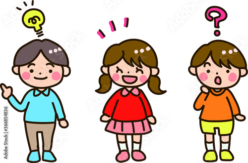 3人の子供たちのイラストセット