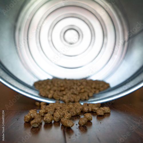 Dog Food Spilling Out of Bucket