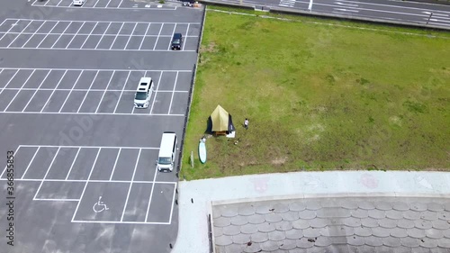 タープテント　ドローン 空撮　サップ　サーフィン