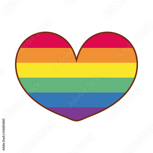 Free Download heart love with stripes gay flag line and fill style icon - GFXLoad