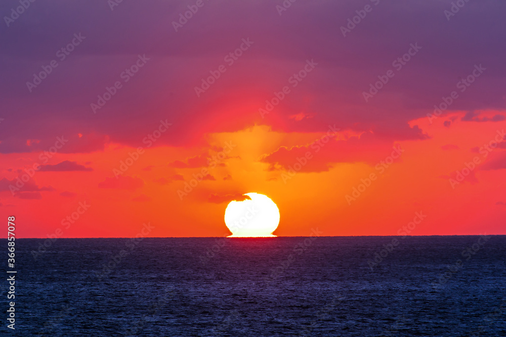 The fantastic and wonderful sunset Caribbean sea.