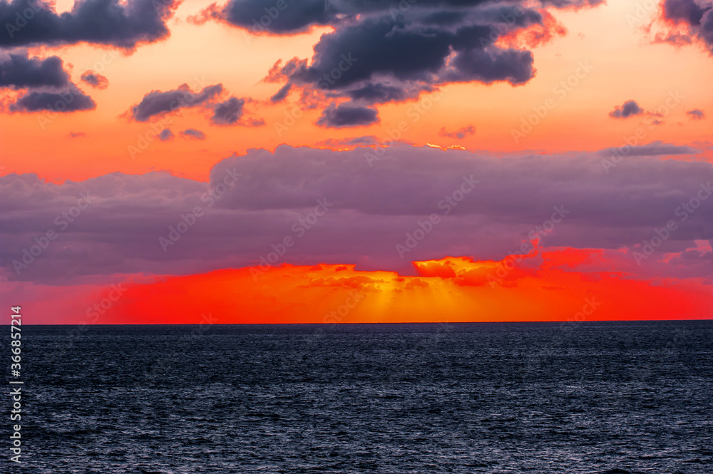 Fototapeta premium The fantastic and wonderful sunset Caribbean sea.