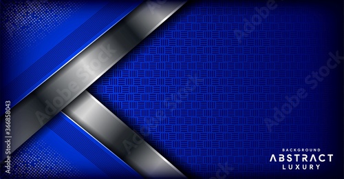 Modern blue abstract background overlap layer with silver