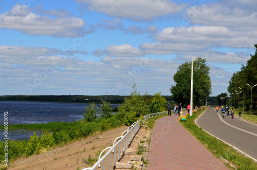 N.Chelny, Russia, 21.06.2020, embankment by the river on which the residents of the city walk