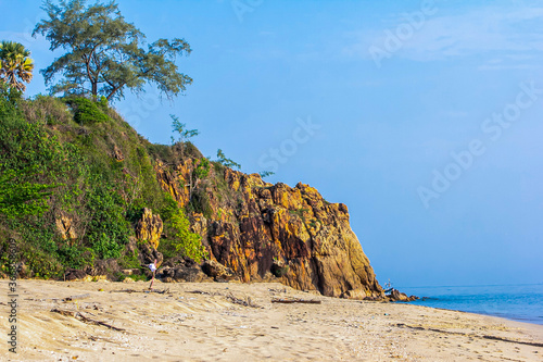 beach and rocks in morning