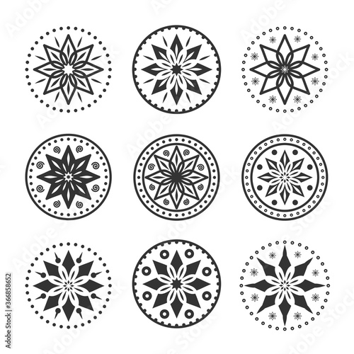 Circular ornaments collection. Decorative round ornaments. Oriental pattern set. Vector illustration
