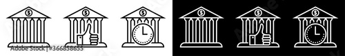 commercial bank icons set. Time saving, storage reliability, great choice. Vector on white background