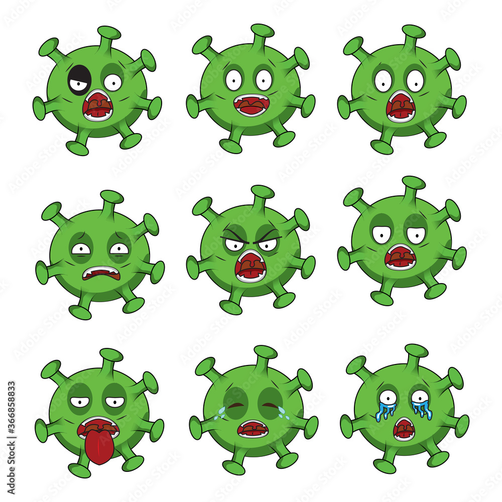Fototapeta premium corona virus expression character icon bundle set