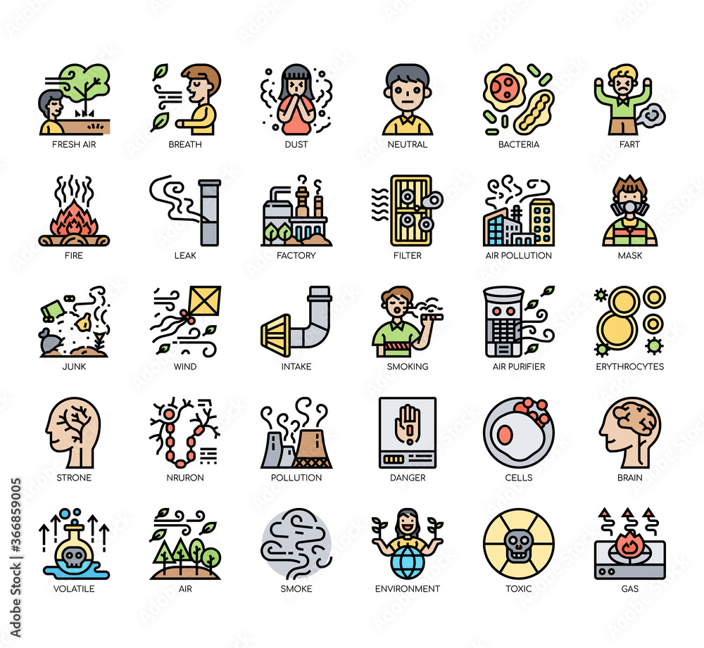 Set of air pollution thin line and pixel perfect icons for any web and app project. Set of air pollution thin line and pixel perfect icons for any web and app project.