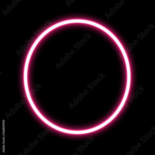 English alphabet letter O linear neon laser shape on black background.