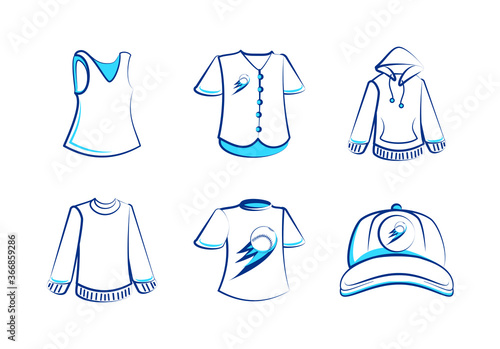 Modern and fun set of sport clothing with baseball logo 