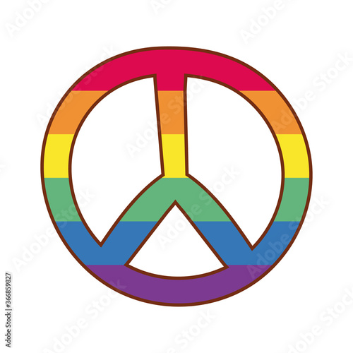 peace and love symbol gay flag line and fill style icon