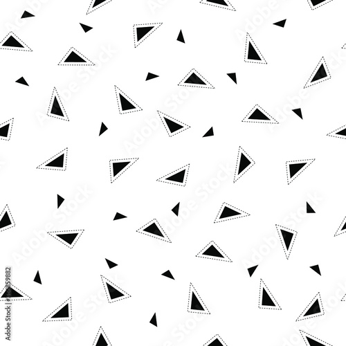 Black triangles on white background seamless vector illustration pattern for fabrics, textiles, nursery, 