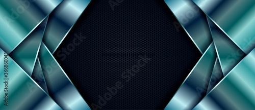 Abstract 3d realistic dark metallic shapes with light effect background