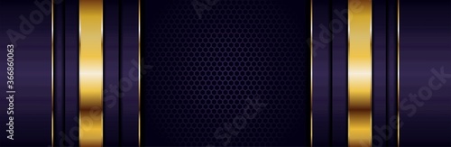 Abstract modern luxury dark purple with golden overlap layers background