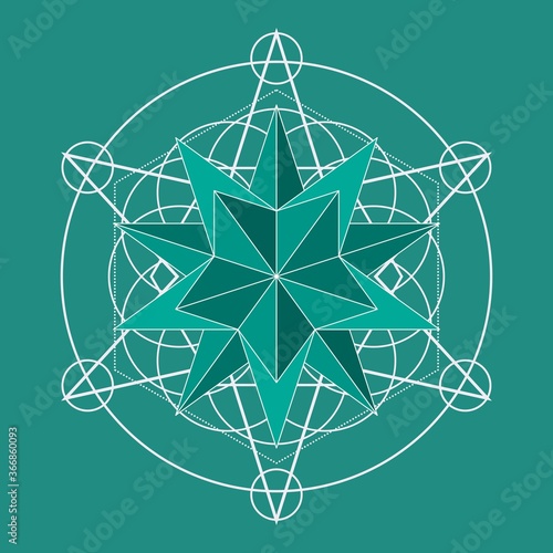 Mystical geometry symbol. Linear alchemy, occult, philosophical sign. Astrology and religion concept. Platonic solid design.
