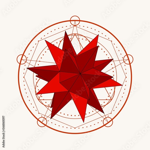 Mystical geometry symbol. Linear alchemy, occult, philosophical sign. Astrology and religion concept. Platonic solid design.