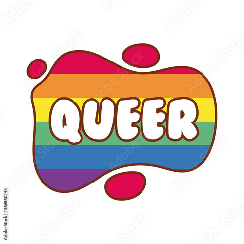 queer word gay flag line and fill style icon