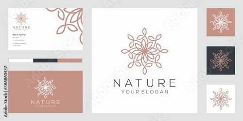 Luxurious floral design logo that inspires and business card. Premium Vector