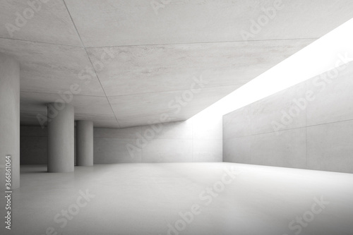Fototapeta Naklejka Na Ścianę i Meble -  Abstract architecture space, Interior with concrete wall. 3d render.