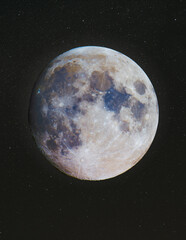 Poster Zwart Volle maan met sterrenhemel  © Jeffrey Miller