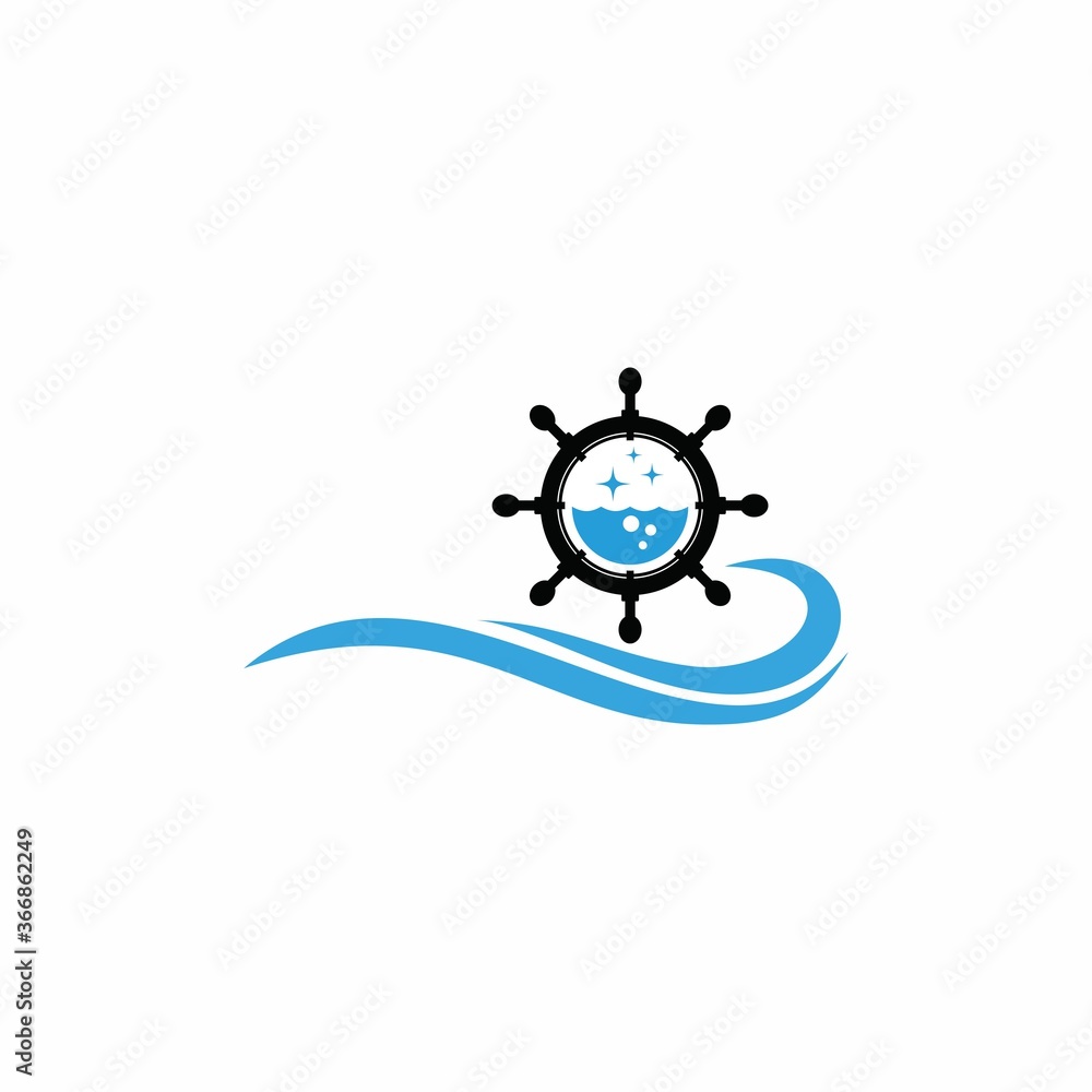 symbol wave and ship steering wheel logo design inspiration. symbol wave and ship steering wheel logo design inspiration.