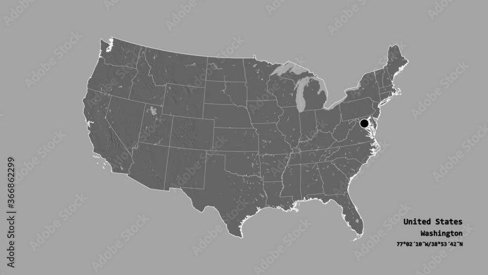 Nevada, state of United States mainland, with its capital, localized, outlined and zoomed with informative overlays on a bilevel map in the Stereographic projection. Animation 3D Nevada, state of United States mainland, with its capital, localized, outlined and zoomed with informative overlays on a bilevel map in the Stereographic projection. Animation 3D