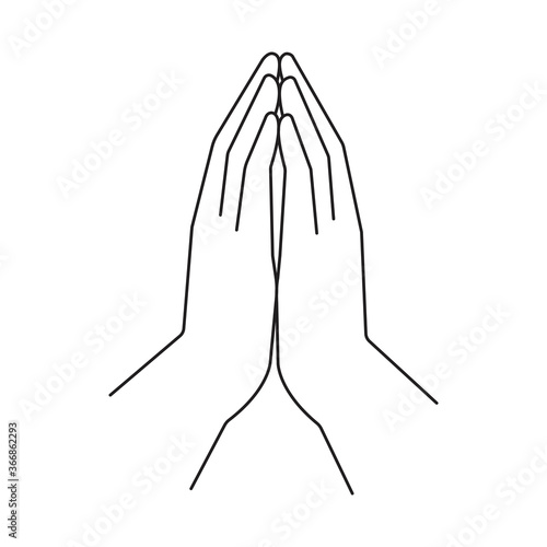 Vector image of hands in prayer. Illustration of faith in God. Symbol of religiosity and Christianity.