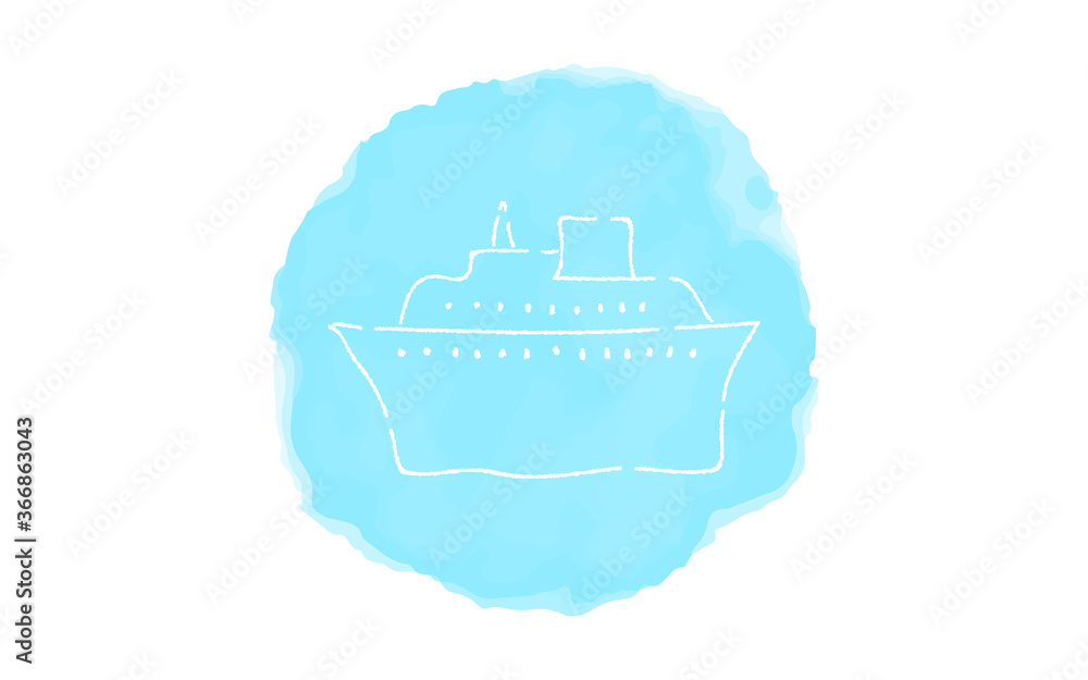 Obraz premium アナログ手書き風のゆるいタッチのアイコン:クルーザー