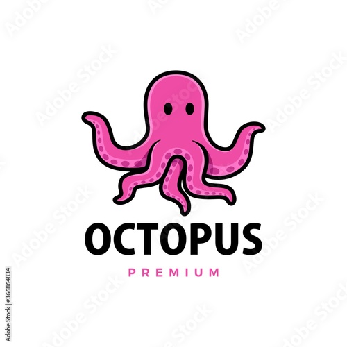 cute octopus cartoon logo vector icon illustration