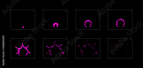 Shine poison explosion effect. Poison explosion animation effect. Animation sprite sheet for games, cartoon or animation. vector style animation effect 1594.