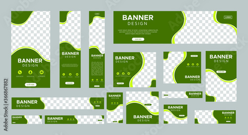 set of creative web banners of standard size with a place for photos. Vertical, horizontal and square template. vector illustration