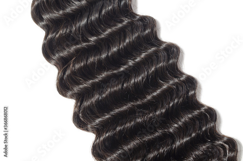 deep  wave curly black human hair weaves extensions bundles photo