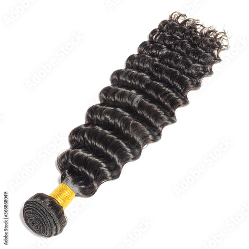 deep  wave curly black human hair weaves extensions bundles photo