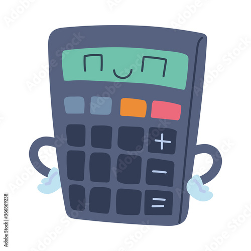 calculator with happy face cartoon