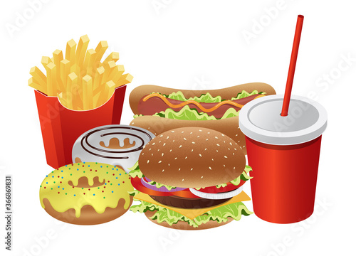 Fast food vector isolated on white background