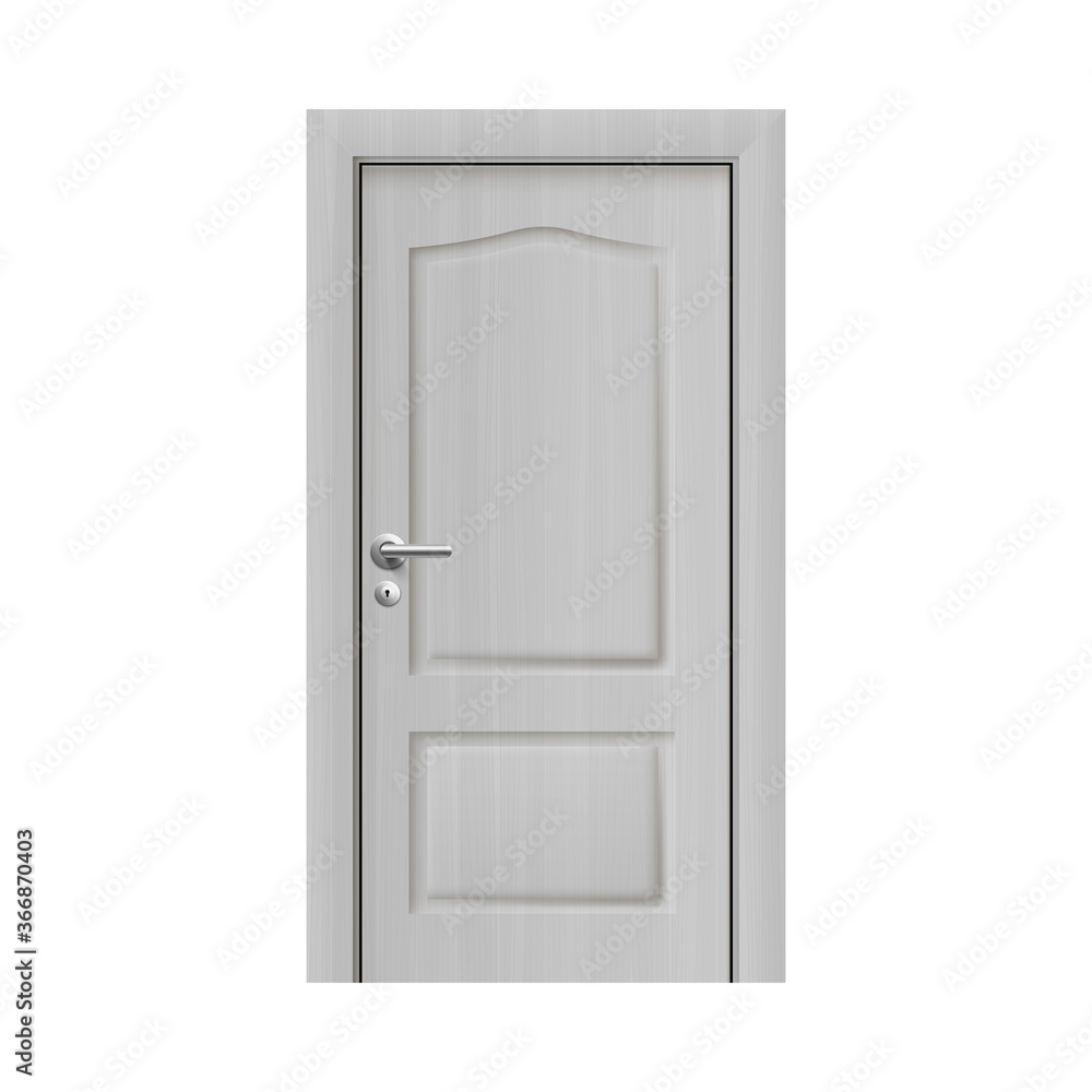 Classic white wooden two panel door in realistic 3D style Classic white wooden two panel door in realistic 3D style