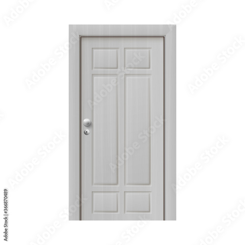 Fototapeta Naklejka Na Ścianę i Meble -  Interior white wooden closed door mockup realistic vector illustration isolated.