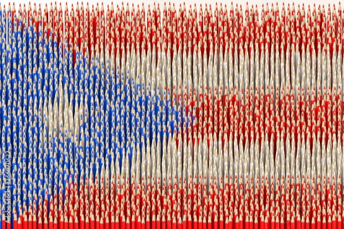 Flag of Puerto Rico made with color pencils. Art related 3D rendering