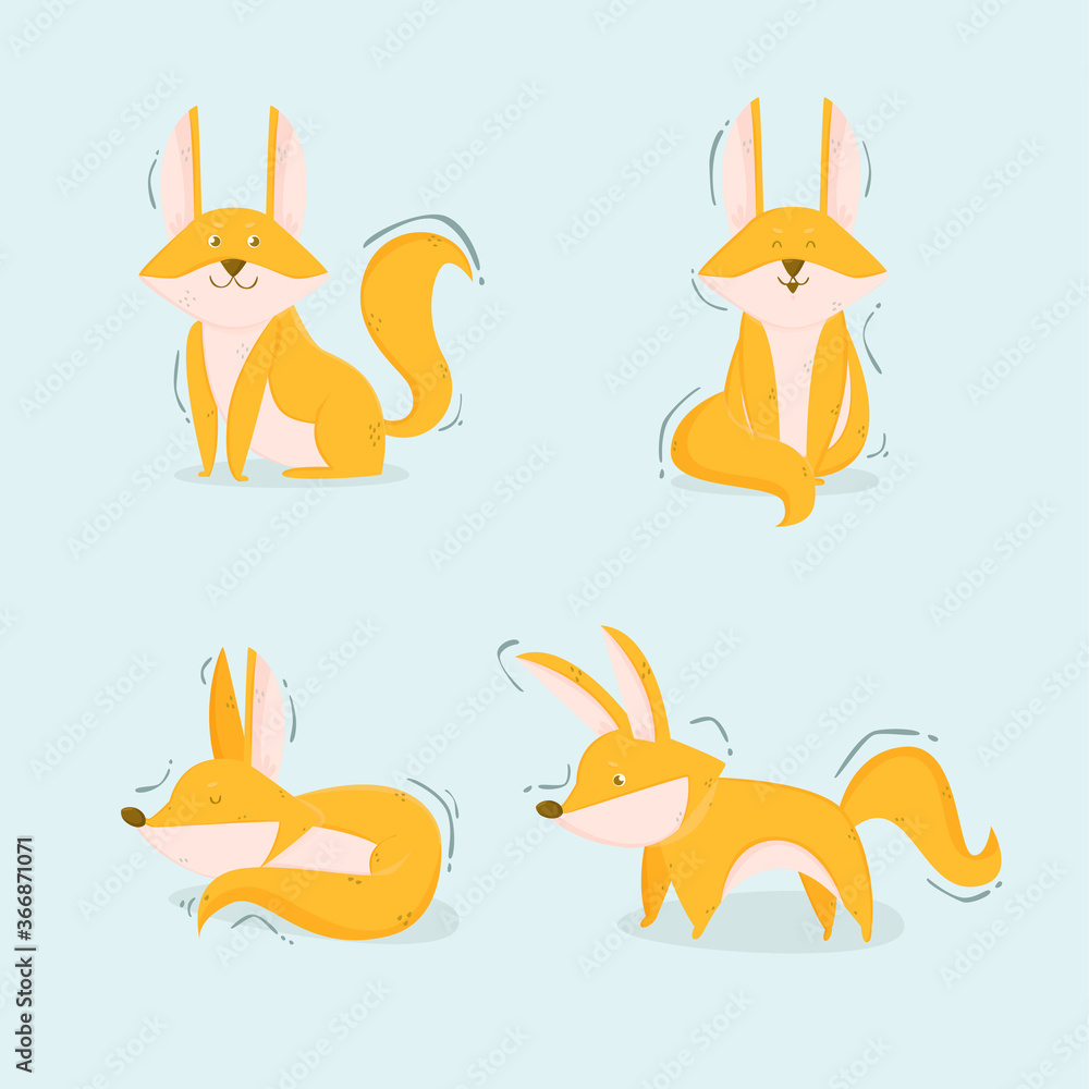 Fototapeta premium fox hand drawn set flat design