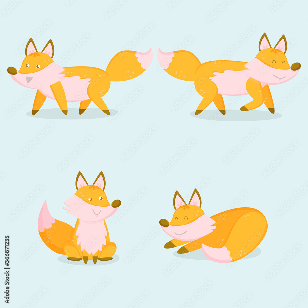 fox hand drawn collection flat design