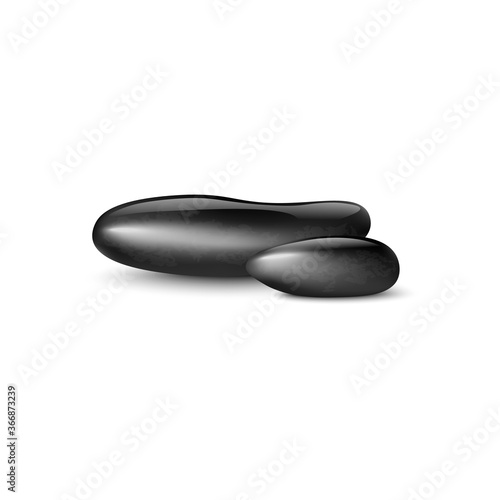 Mockup of pebble rocks or stones for massage 3d vector illustration isolated.