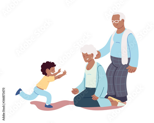 grandparents and grandson together smiling