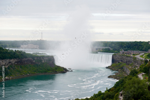 Toronto, August 15: close-up of a beautiful horseshoe fall with a ship nearby on August 15, 2014 in Toronto, Canada