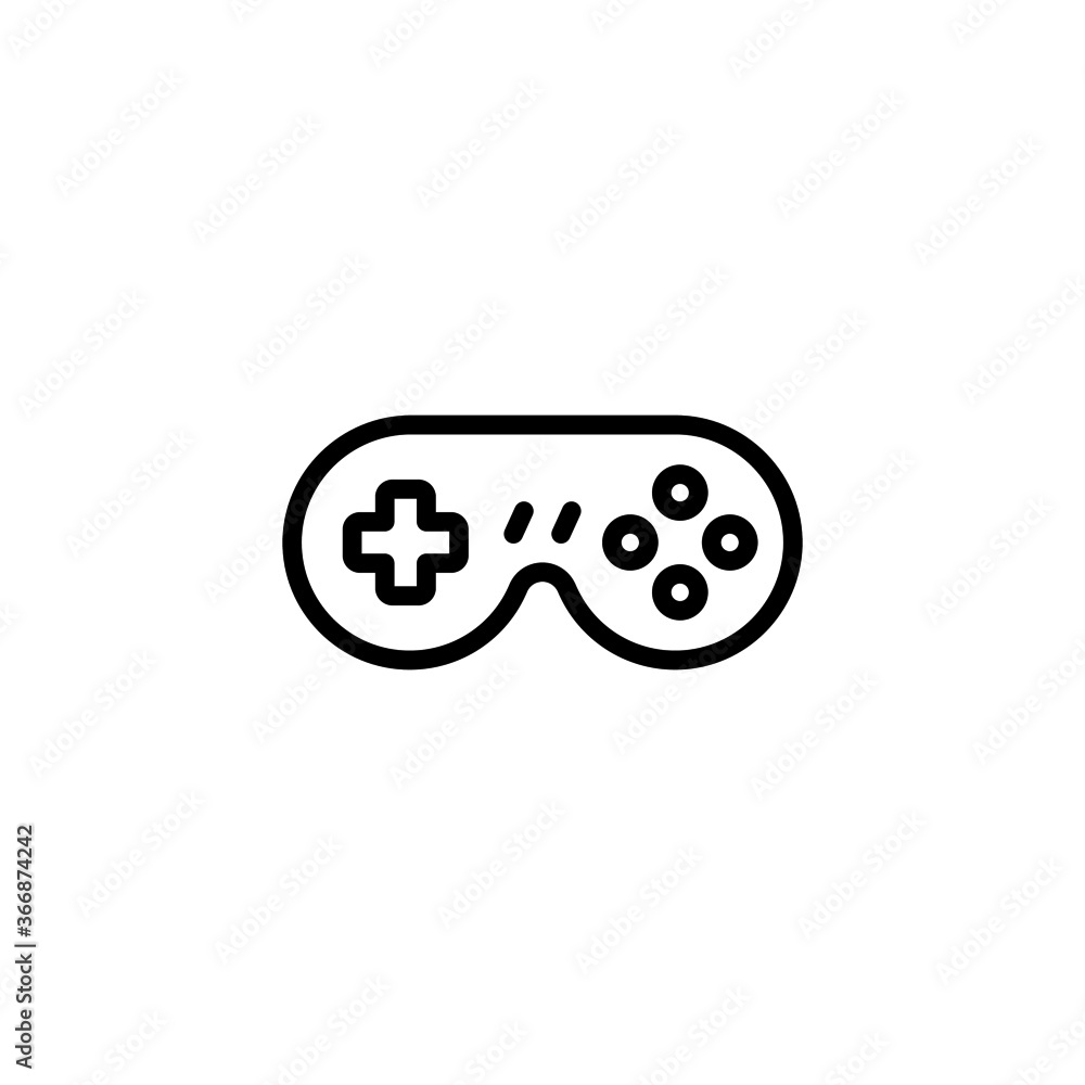 Retro game controller vector icon. Gamepad icon  in black line style icon, style isolated on white background - obrazy, fototapety, plakaty 
