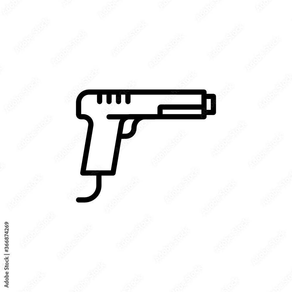 Retro game controller vector icon. shooter game in black line style icon, style isolated on white background Retro game controller vector icon. shooter game in black line style icon, style isolated on white background