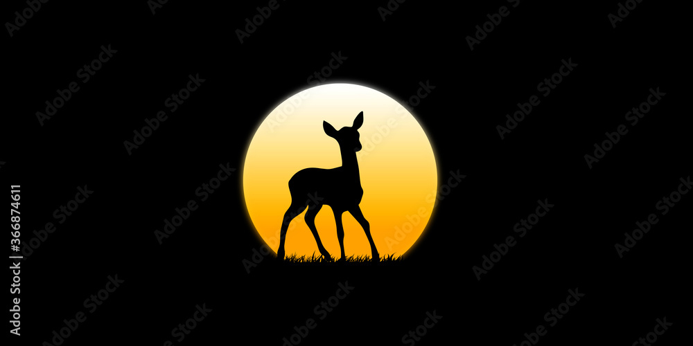 Fototapeta premium Maral walks in the dark moonlight at dusk